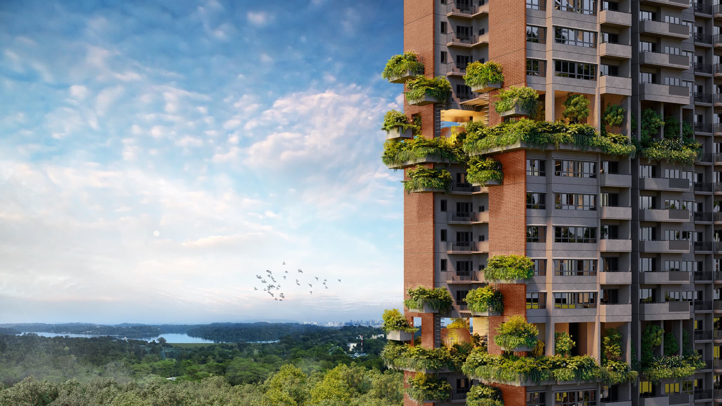 Springleaf Residence sky terrace with forest views