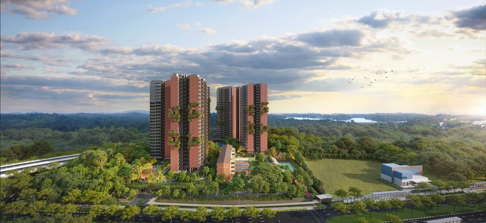 Springleaf Residence side aerial view