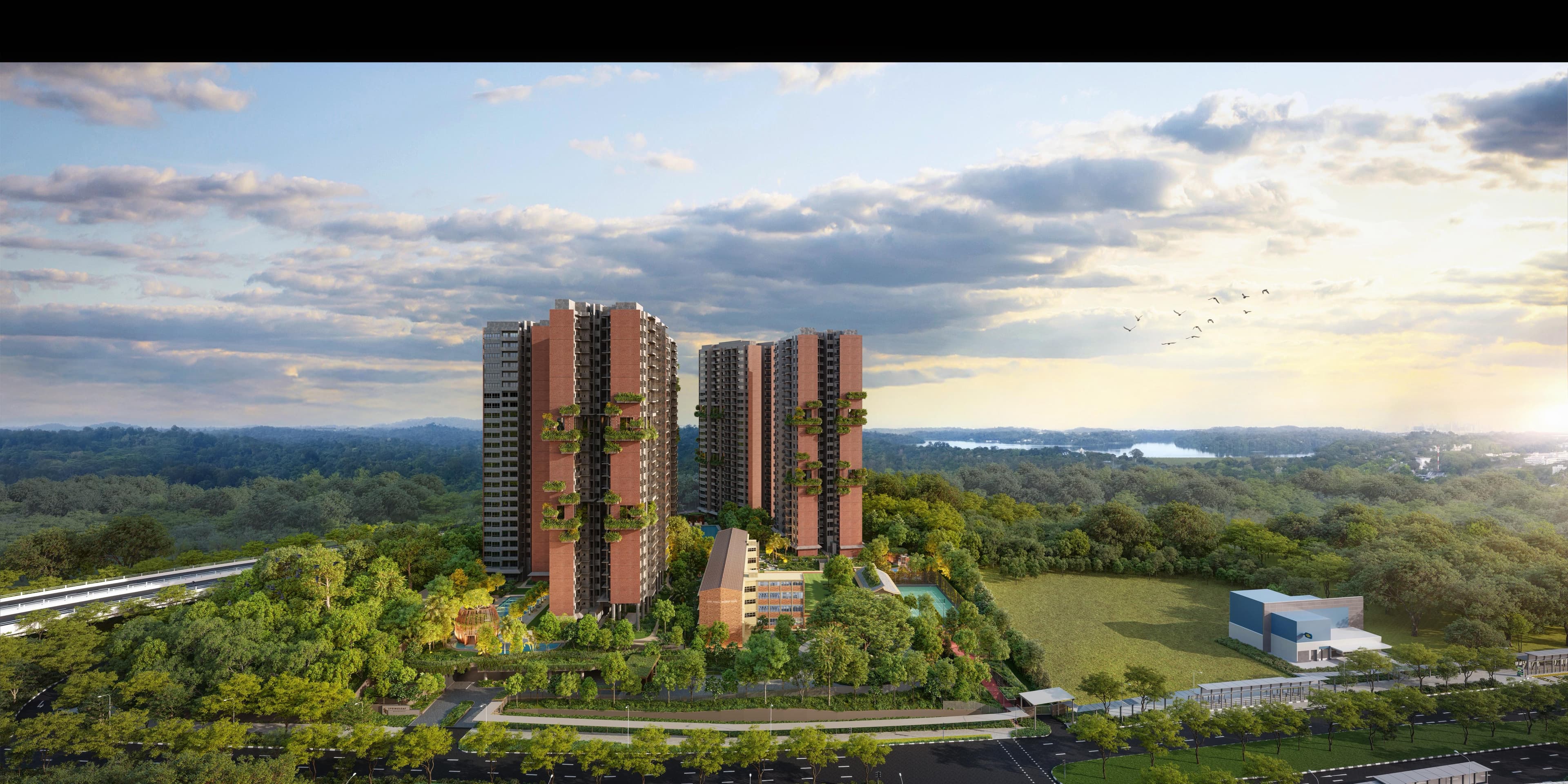 Springleaf Residence aerial view showcasing lush green surroundings